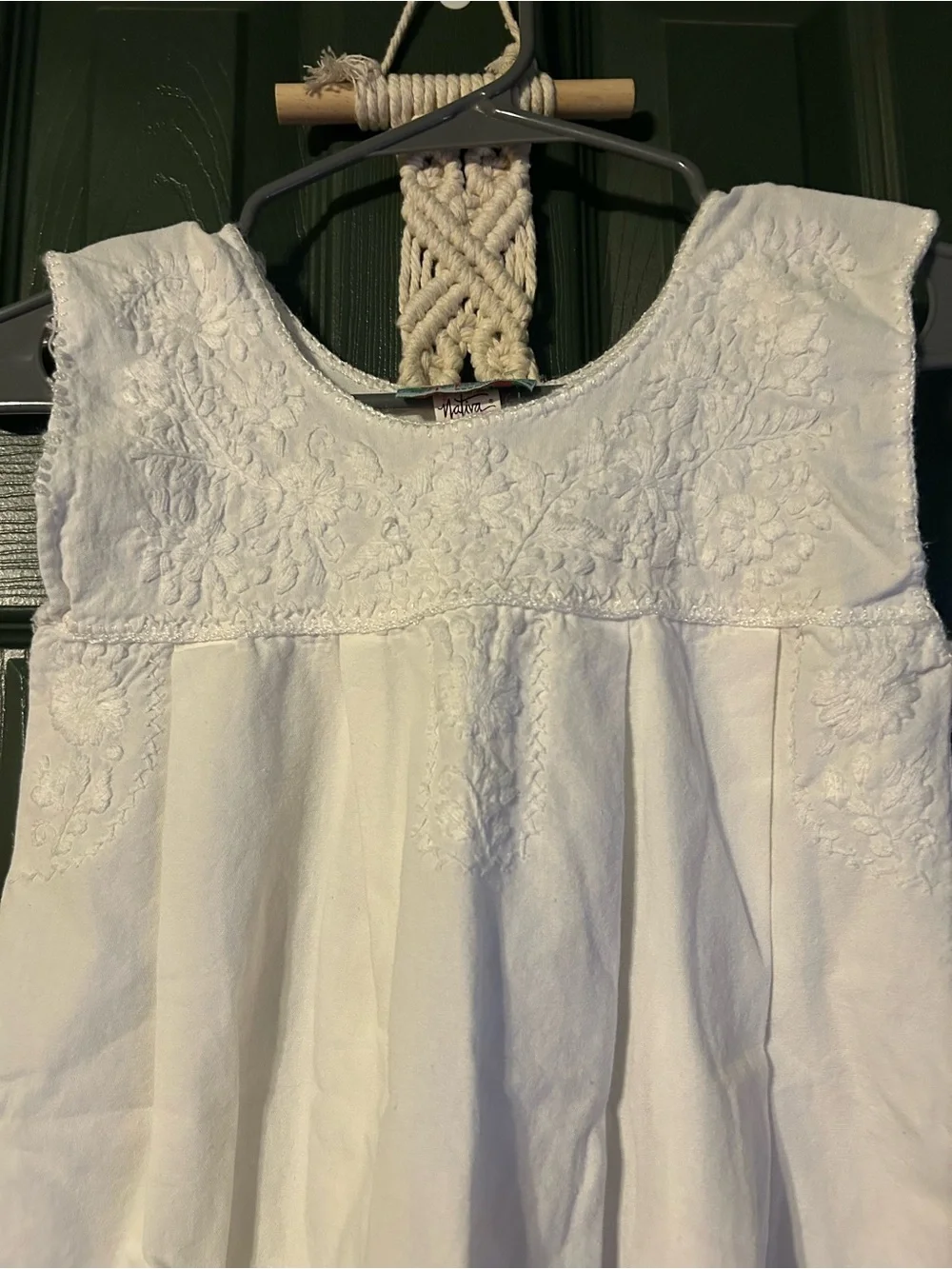 White Sleeveless Embroidered Girls Formal Dress - Picture 3 of 5
